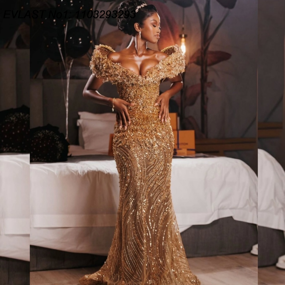 Briar Cosplay Prop - EVLAST Maßgeschneidertes Gold-Diamant-Abendkleid für Damen 2026