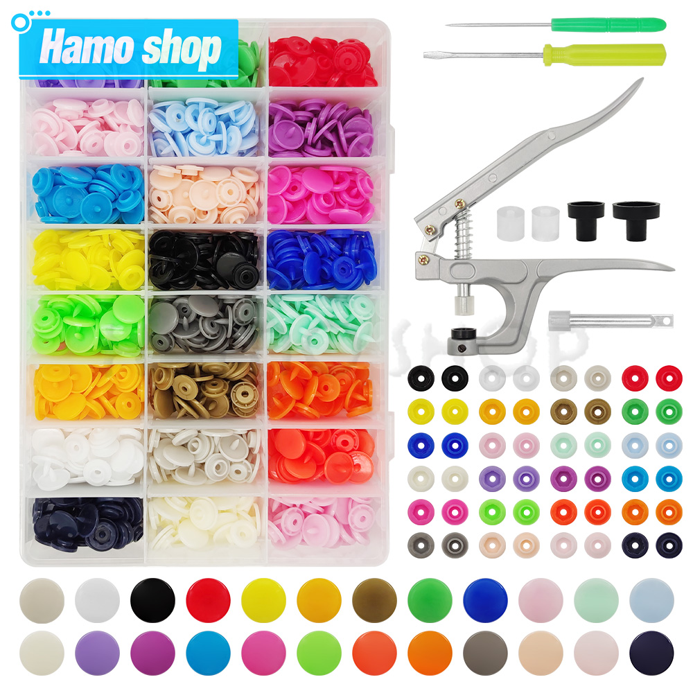 Snap Fastener Set - Kunststoff-Druckknöpfe, Befestigungszangen-Set, T5, Harzknopf, Druckverschluss mit
