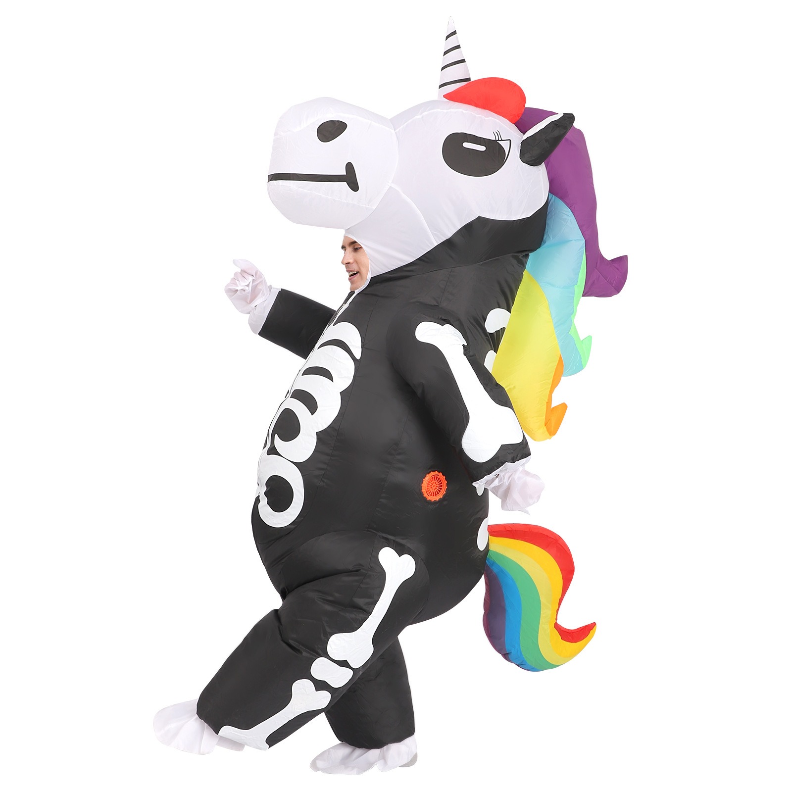 Cosplay Prop Business - Regenbogen-Skelett-Einhorn Aufblasbares Kostüm Halloween Vollständige Abdeckung