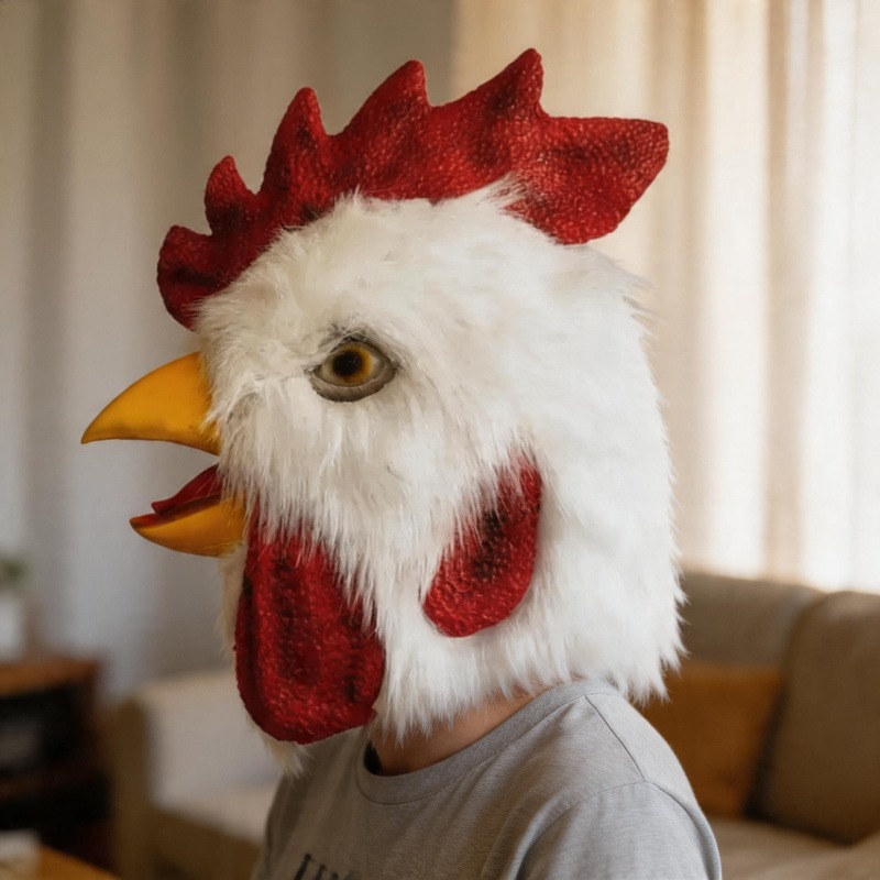 Cosplay Prop Foam - Cosplay Niedliche Tier-Hahnen-Schnabel-Maske Hühnerfeder Weihnachten Lustige