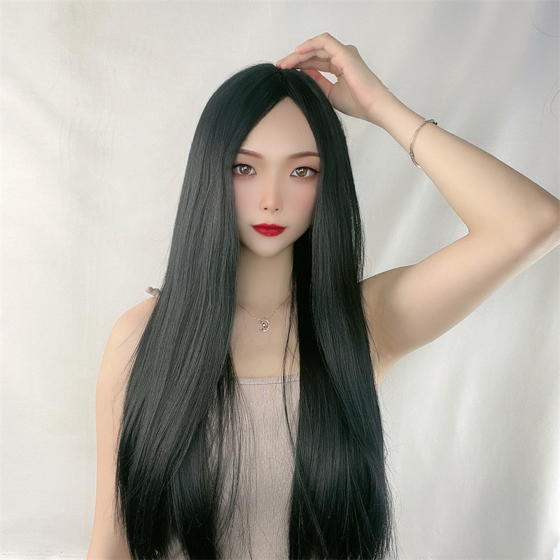 Wig Fiber Net - Damenperücke mit langen, glatten Haaren, Rosennetz-Vollkappe,