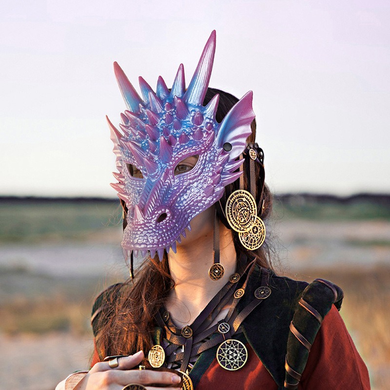 Perlblau Drachen maske 3D-Druc – Cosplay Prop Blueprints Bewertung und Preis