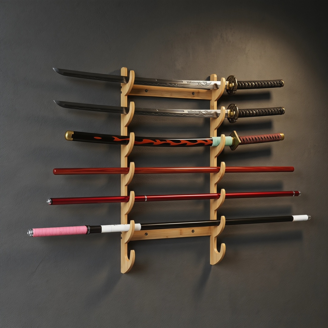 1-8-lagiger Holz-Schwerthalter – Cosplay Prop Display Bewertung und Preis