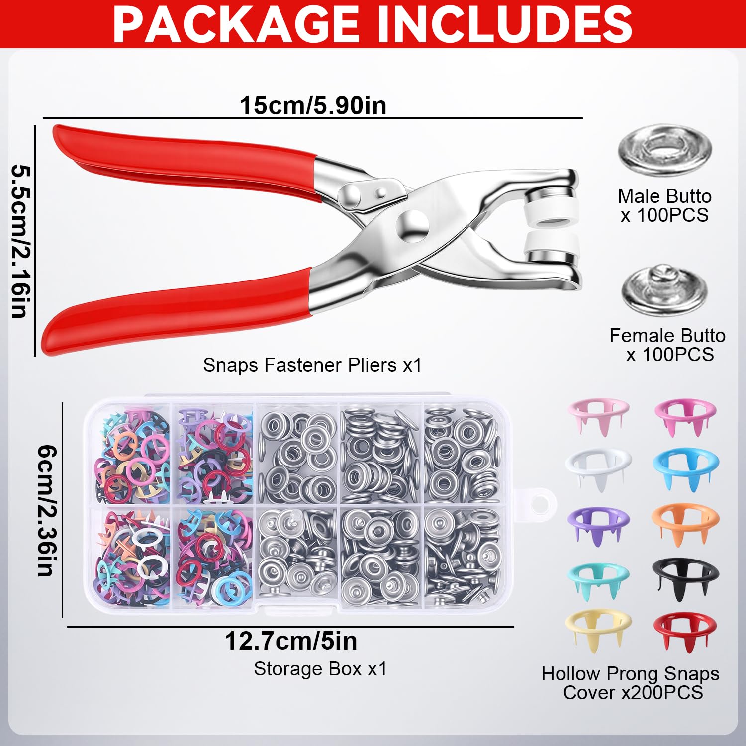 Nähset mit 100 Metallknöpfen,  – Snap Fastener Set Bewertung und Preis